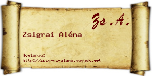 Zsigrai Aléna névjegykártya